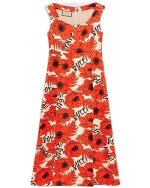 Gucci Printed Sleeveless Dress - Red