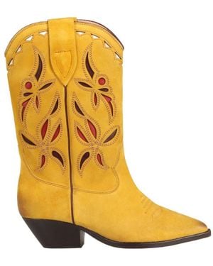 Isabel Marant Duerto Suede Cowboy Boots - Yellow
