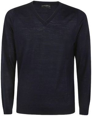 Ballantyne V-Neck Wool Jumper - Blue