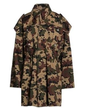 Dolce & Gabbana Camouflageprint Longsleeve Trench Coat - Brown
