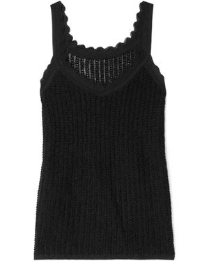 KHAITE Ennio Scalloped Pointelle-Knit Tank - Black