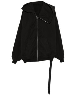 Rick Owens Mountain Asymmetric-Zip Hooded Jacket - Black