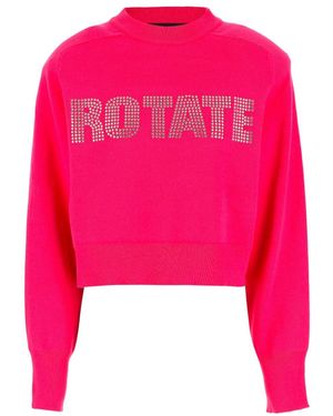 ROTATE BIRGER CHRISTENSEN Logo Embellished Cropped Sweatshirt - Pink