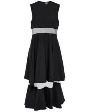 Comme des Garçons Mesh-Trimmed Wool Midi Dress - Black