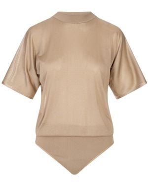 Alaïa Alaïa Short-Sleeved Bodysuit - Natural