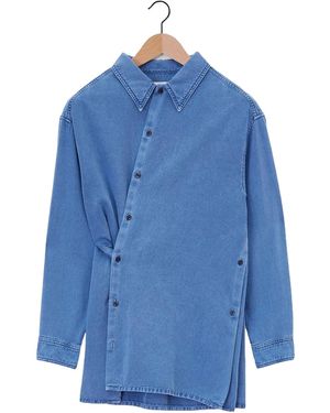 Lemaire Twisted Long Sleeved Denim Shirt - Blue