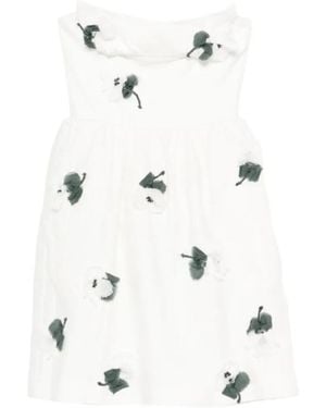 ShuShu/Tong Shushu/Tong Floral Appliqué Strapless Dress - White