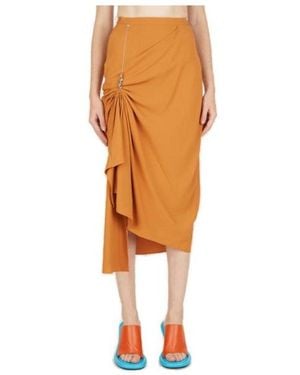 Kiko Kostadinov High-Waist Straight Hem Midi Skirt - Orange