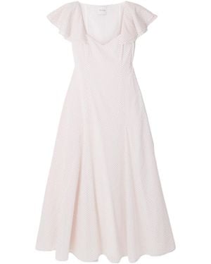 Posse Marlowe Flutter Scoop-Neck Midi Dress - White