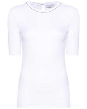 Brunello Cucinelli Monili-Chain Cotton Sweater - White