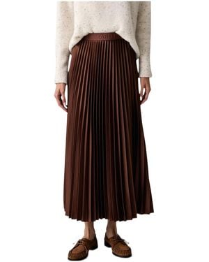 Marella Elastic-Waist Pleated Skirt - Red