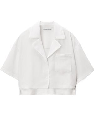 T By Alexander Wang Striped Cropped Shirt - White