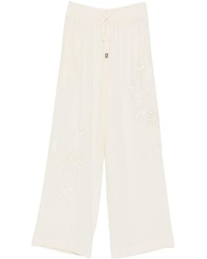 Ermanno Scervino Floral-Embroidered Pants - White