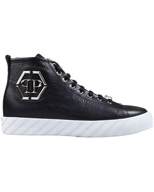 Philipp Plein Metal Label High-Top Leisure Trainers - Blue