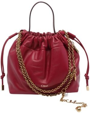 Chloé Mini Logo-Detail Shoulder Bag - Red