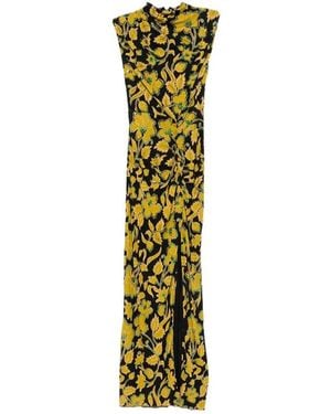 Diane von Furstenberg Printed Pleated Midi Dress - Metallic