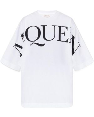 McQueen Logo Printed Crewneck T-Shirt - White