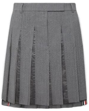 Thom Browne Seersucker Pleated Mini Skirt - Gray