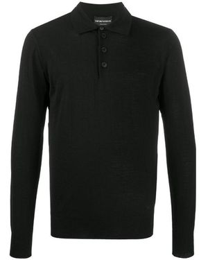 Emporio Armani Long-Sleeved Knitted Polo Shirt - Blue