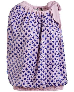 Essentiel Antwerp Sequin-Embellished Asymmetric Top With Neck-Tie Ribbon - Purple