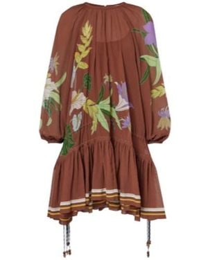 ALÉMAIS Alfie Gathered Cotton And Silk Minidress - Brown