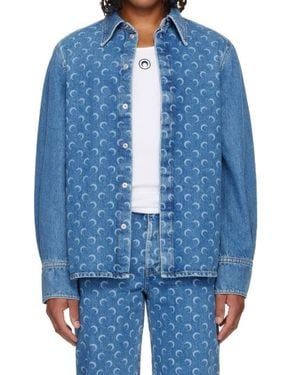 Marine Serre Moon Laser Wash Denim Ls Shirt - Blue