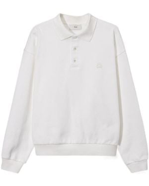 DUNST Logo-Patch Long-Sleeved Polo Shirt - White