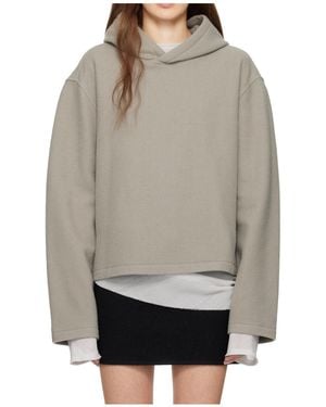 Rier Wool Long-Sleeved Short Hoodie - Gray