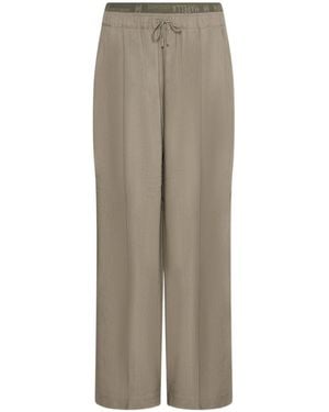 Marella Straight-Fit Stretch Viscose And Linen Trousers - Natural