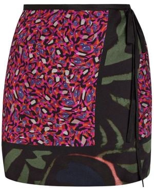 Dries Van Noten Gabrinas Printed Satin Mini Wrap Skirt - Red