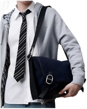 Dior Medium Jett Messenger Bag With Flap - Blue