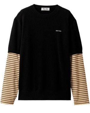 Miu Miu Cashmere And Jersey Jumper - Black