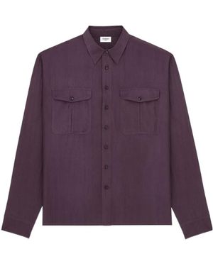 Saint Laurent Button-Up Long-Sleeved Shirt - Purple