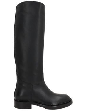 Santoni Round Toe Boots - Black