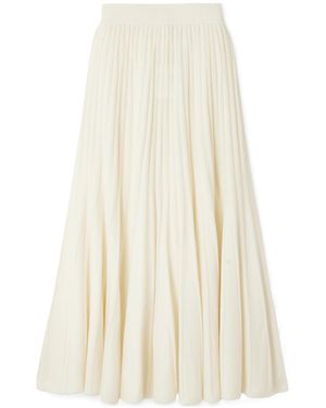 arch4 Sabrina Pleated Organic Cashmere Midi Skirt - White