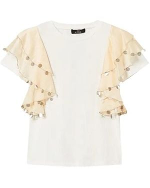 Twinset Ruffled Embellished T-Shirt - White