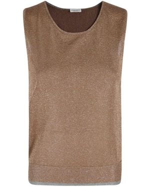 Roberto Collina Metallic-Effect Sleeveless Top - Brown