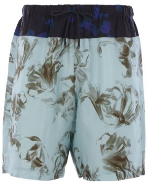 Dries Van Noten Floral Printed Drawstring Shorts - Blue