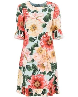 Dolce & Gabbana Floral-Print Mini Dress - White