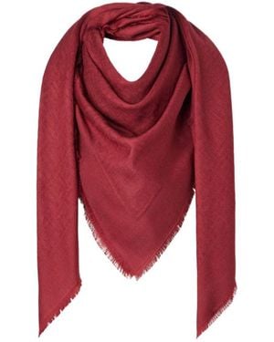 Fendi Ff Signature Fringed Shawl - Red