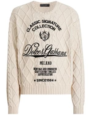 Dolce & Gabbana Cotton-Blend Logo Jumper - White