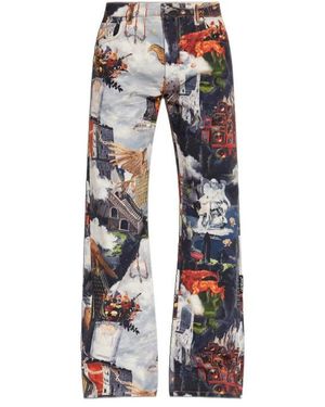 Off-White c/o Virgil Abloh All-Over Printed Logo Patch Jeans - Multicolour