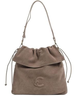 Coccinelle Suede Foldover Shoulder Bag - Brown