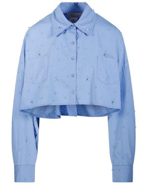 GIUSEPPE DI MORABITO Cropped Embellished Shirt - Blue