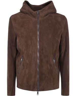 Giorgio Brato Cropped Hooded Leather Jacket - Brown