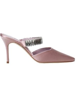 Manolo Blahnik Embellished Pointed-Toe Mules - Pink
