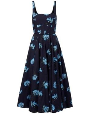 Emilia Wickstead Floral Cotton Midi Dress - Blue