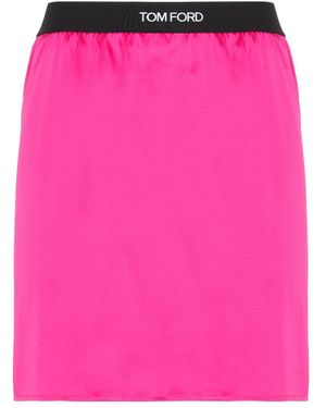 Tom Ford Logo-Waistband Mini Pencil Skirt - Pink