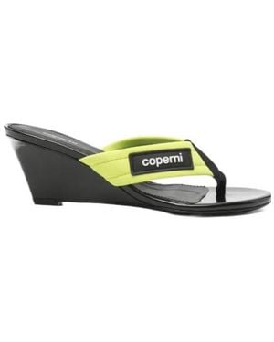 Coperni Logo-Patch Wedge Sandals - Green