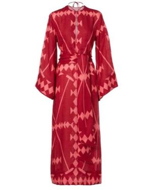 Johanna Ortiz Printed Linen Maxi Dress - Red